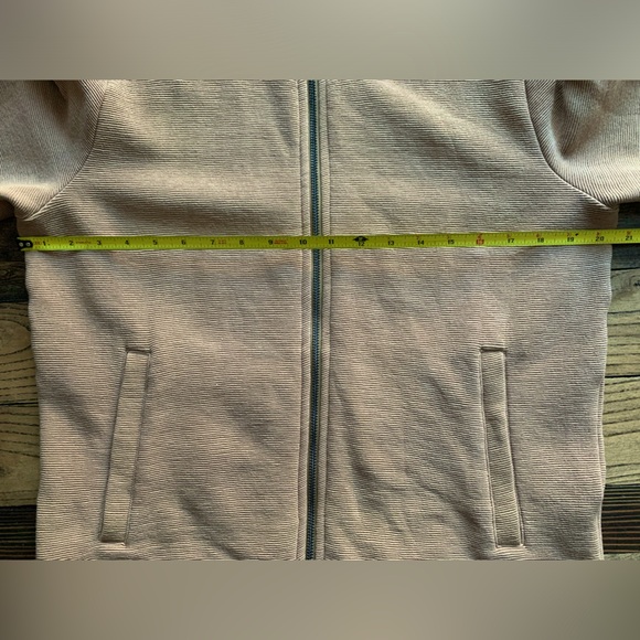 H&M • men’s ribbed zip up sweater jacket casual tan brown fall collegiate medium - Picture 15 of 16